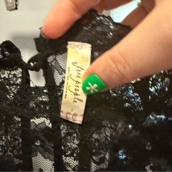 Free People Lace Bell Sleeve Mini Dress Black, size Large - Picture 4 of 11